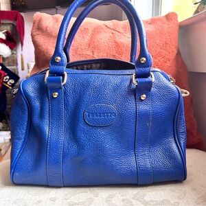 Terzetto Cobalt Blue Pebble Leather Double Handle Satchel/Crossbody